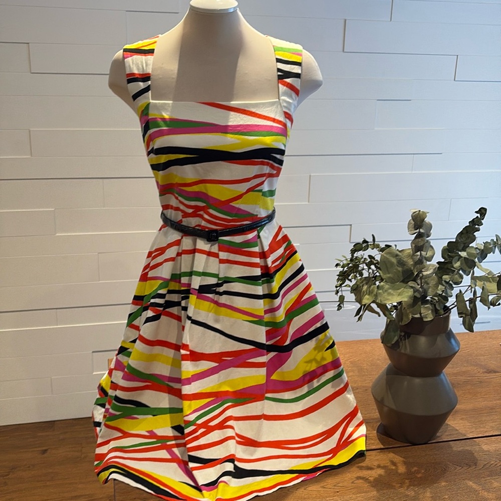 10 David Meister Colourful Sleeveless Sundress Pockets Back Bow detail